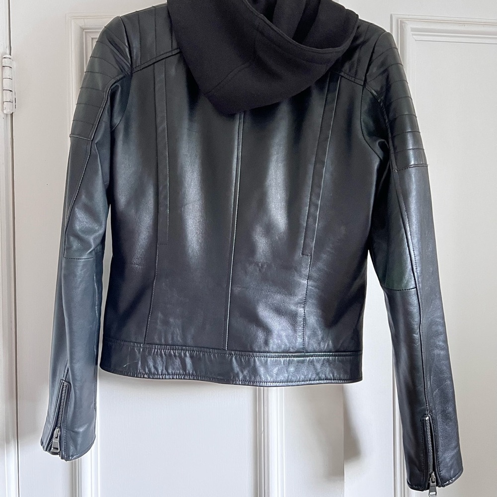 Leather jacket - Black Motorcycle Jacket - Picture 2 of 5
